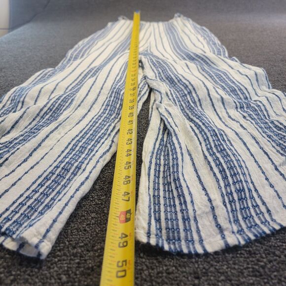 EN CREME Womens Medium Relaxed Cropped Striped Jumpsuit Romper V Neck Pockets - Picture 14 of 16